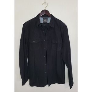 J CREW Men's Size L Black 100% Cotton Button Down Work Shirt Overshirt
